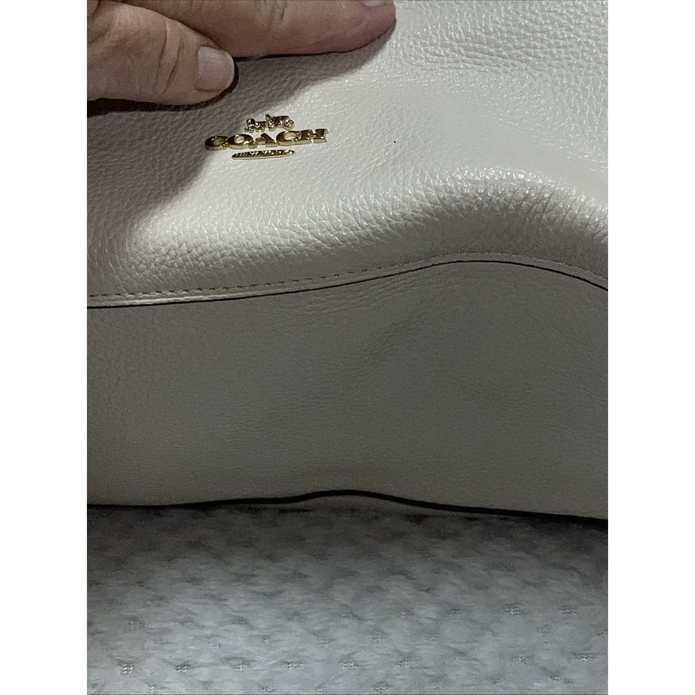 Coach White Leather Shoulder Tote with Gold Hardware